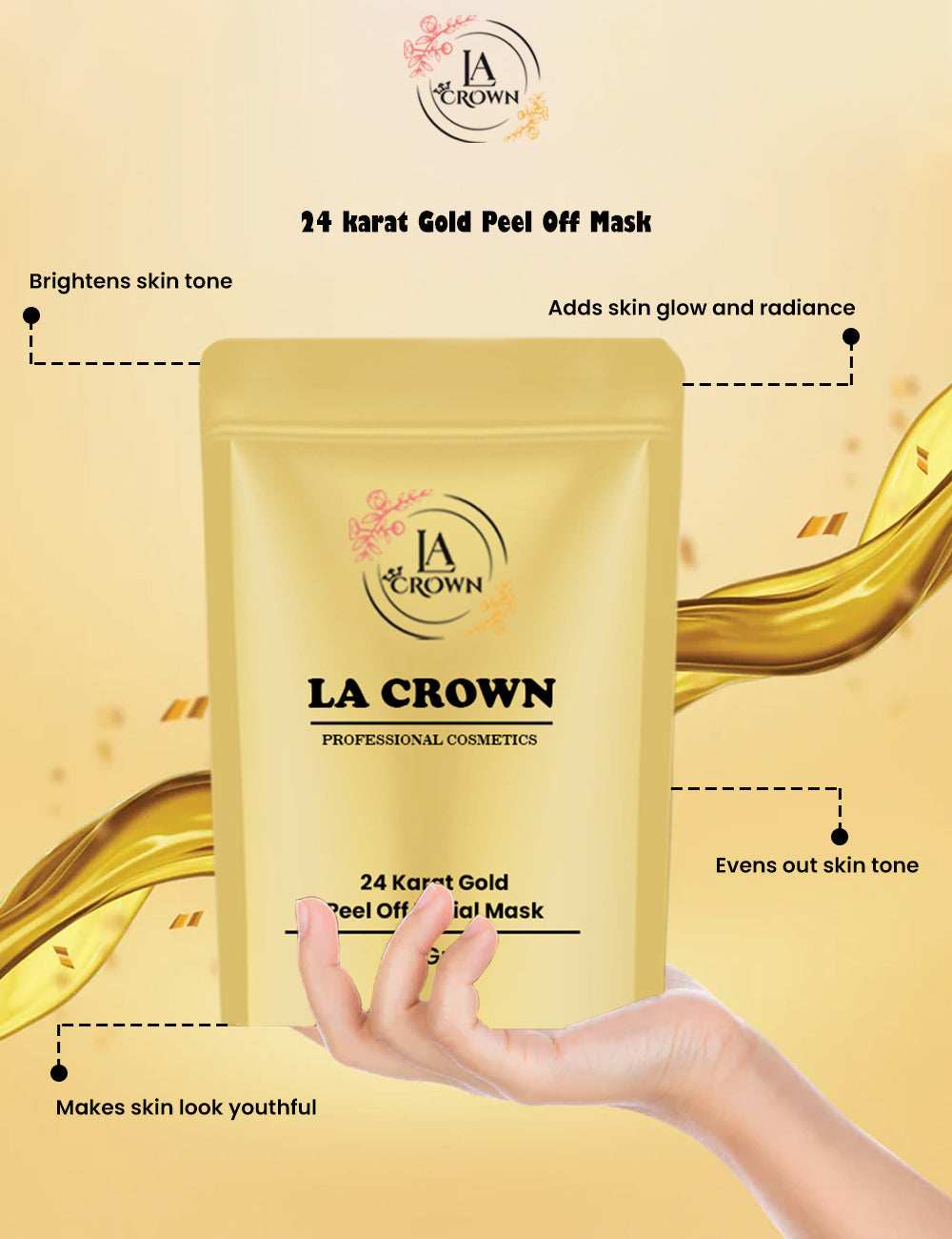 24 karat gold peel off mask LA Crown Cosmetics
